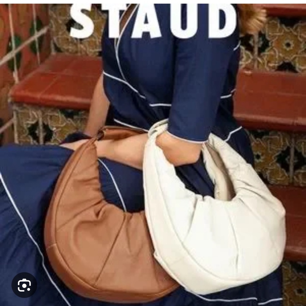 ISO SEEKING STAUD LARGE SOFT MOON TOTE BAG PLEATED LEATHER 18 INCHES TALL XL